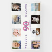 90e verjaardag foto collage vrouw wit spandoek (Verticaal)