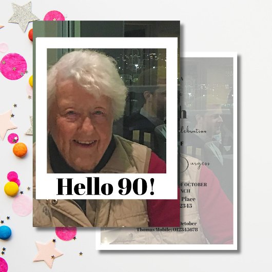 90e verjaardag foto Lijst Modern Chic Kaart