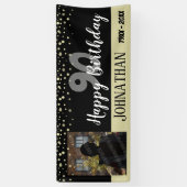 90e verjaardag Foto met Confetti Spandoek (Verticaal)