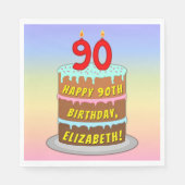 90e verjaardag: Fun Cake and Candles + Custom Name Servet (Voorkant)