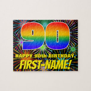 90e verjaardag: Fun, kleurrijk gevuurwerk Legpuzzel