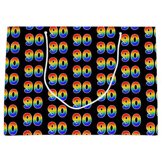 90e verjaardag: Fun Rainbow Event Number 90 Patter Groot Cadeauzakje (Voorkant)
