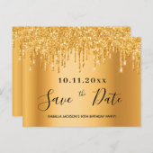 90e verjaardag glitter behalve datum briefkaart (Voorkant / Achterkant)