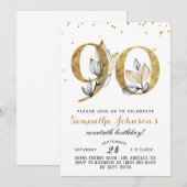 90e verjaardag "Gold Floral" Kaart (Voorkant / Achterkant)