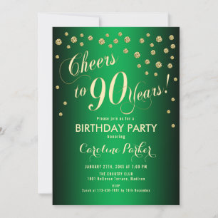 90e verjaardag - Gold Green Kaart