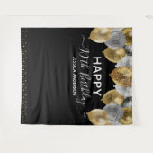 90e verjaardag Gold Silver Black Balloons Tapestry Wandkleed (Voorkant (horizontaal))