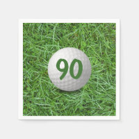 90e verjaardag golfbal op gras servetten