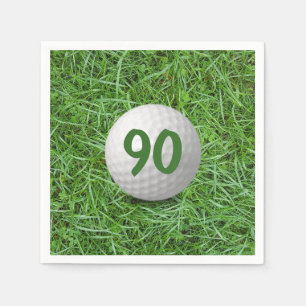 90e verjaardag golfbal op gras servetten