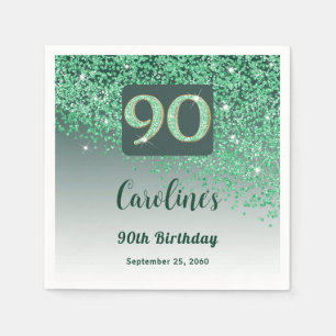 90e verjaardag groene glitter servet