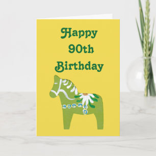 90e verjaardag Heldergroene Kaart met Dala Horse