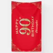 90e verjaardag Lijst van de Rode en de Gouden Glit Spandoek (Verticaal)