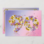 90e verjaardag, met bloembranen kaart (Voorkant / Achterkant)