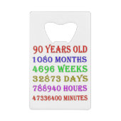 90e verjaardag Mijlpalen Kredietkaart Flessenopener (Voorkant)