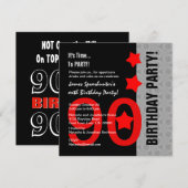 90e verjaardag Modern Red Silver Black Funny A04A Kaart (Voorkant / Achterkant)