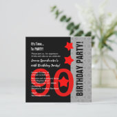 90e verjaardag Modern Red Silver Black Funny A04A Kaart (Staand voorkant)