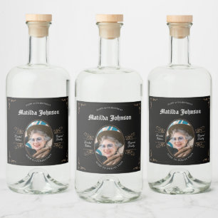 90e verjaardag  muziek likeurfles etiket