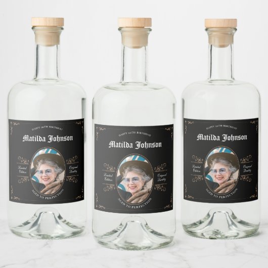 90e verjaardag  muziek likeurfles etiket (Flessen)