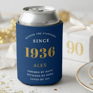 90e verjaardag naam 1936 Blauwe Gouden Elegante Ch Blikjeskoeler