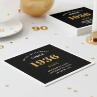 90e verjaardag Naam 1936 Zwart Goud Elegant Chic