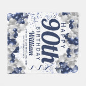 90e verjaardag Navy Ballonnen Fleece Deken (Voorkant (Horizontaal))