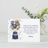90e verjaardag Navy Blue Balloon Cake Bedankt (Staand voorkant)
