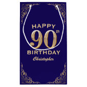 90e verjaardag Navy Blue en Gold Glitter Klein Cadeauzakje (Achterkant)