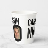 90e verjaardag negen oh aangepaste foto zwart wit papieren bekers (Rechts)