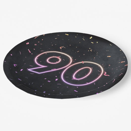 90e verjaardag Neon Sign on Black Paper Bord (Gekanteld)