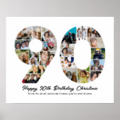 90e Verjaardag Nummer 90 Fotocollage Jubileum Poster (Voorkant)