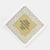 90e verjaardag nummer patroon Scallops goud/wit Servet (Hoek)