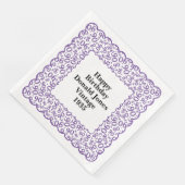 90e verjaardag nummer Patroon Scallops Paarse/wit Servet (Hoek)