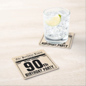 90e Verjaardag Oude Krant  Funny Custom Vierkante Kartonnen Onderzetter (Insitu)