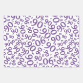 90e verjaardag Paars en wit Random Number Pattern Inpakpapier Vel (Voorkant 3)