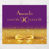 90e verjaardag paarse en faux gouden boog sparkling wijnetiket (Enkel label)
