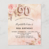 90e verjaardag Pampas Grass roos uitnodiging (Voorkant)