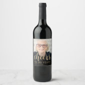 90e verjaardag Party Foto Proost Wijn Etiket (Voorkant)