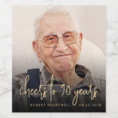 90e verjaardag Party Foto Proost Wijn Etiket (Enkel label)