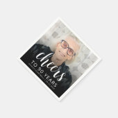 90e verjaardag Party Foto Wit Script Cheers Servet (Hoek)