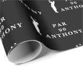 90e verjaardag Party Naam Black Golfer Pattern Cadeaupapier (Rol Hoek)
