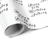 90e verjaardag Party Naam Zwart Modern Patroon Cadeaupapier (Rol Hoek)