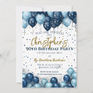 90e verjaardag Party Navy Ballonnen Kaart