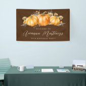 90e Verjaardag Party Rustic Boho Herfst Pompoen Spandoek (Beurs)