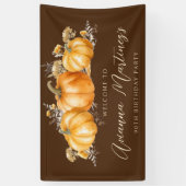 90e Verjaardag Party Rustic Boho Herfst Pompoen Spandoek (Verticaal)