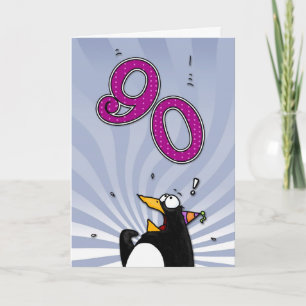 90e verjaardag - Penguin Surprise Kaart