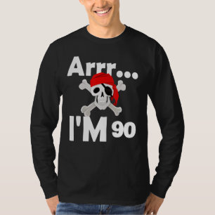 90e verjaardag Pirate Skull 90 jaar oude dag T-shirt