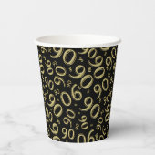 90e verjaardag Random Number Pattern Black/Gold 90 Papieren Bekers (Achterkant)