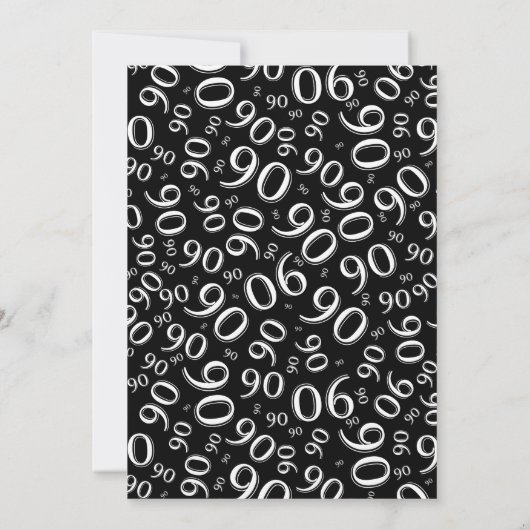 90e verjaardag Random Number Pattern Black/White Kaart (Achterkant)