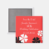 90e verjaardag Red Floral minimalist Magneet (Voorkant / Achterkant)
