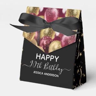 90e verjaardag Red Gold Glitter Balloons Favor Box Bedankdoosjes