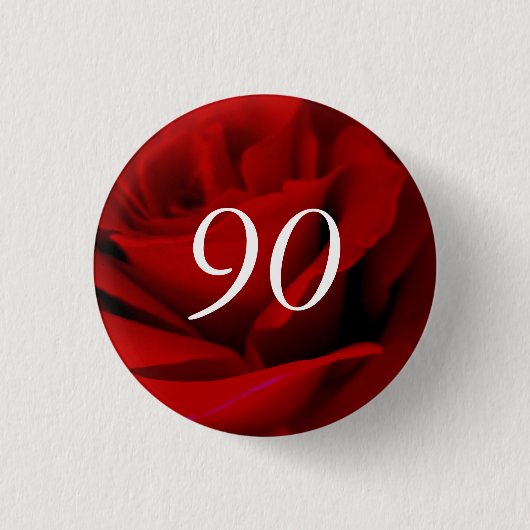 90e verjaardag Rode rozenpartij Favor Pin Ronde Button 3,2 Cm (Voorkant)